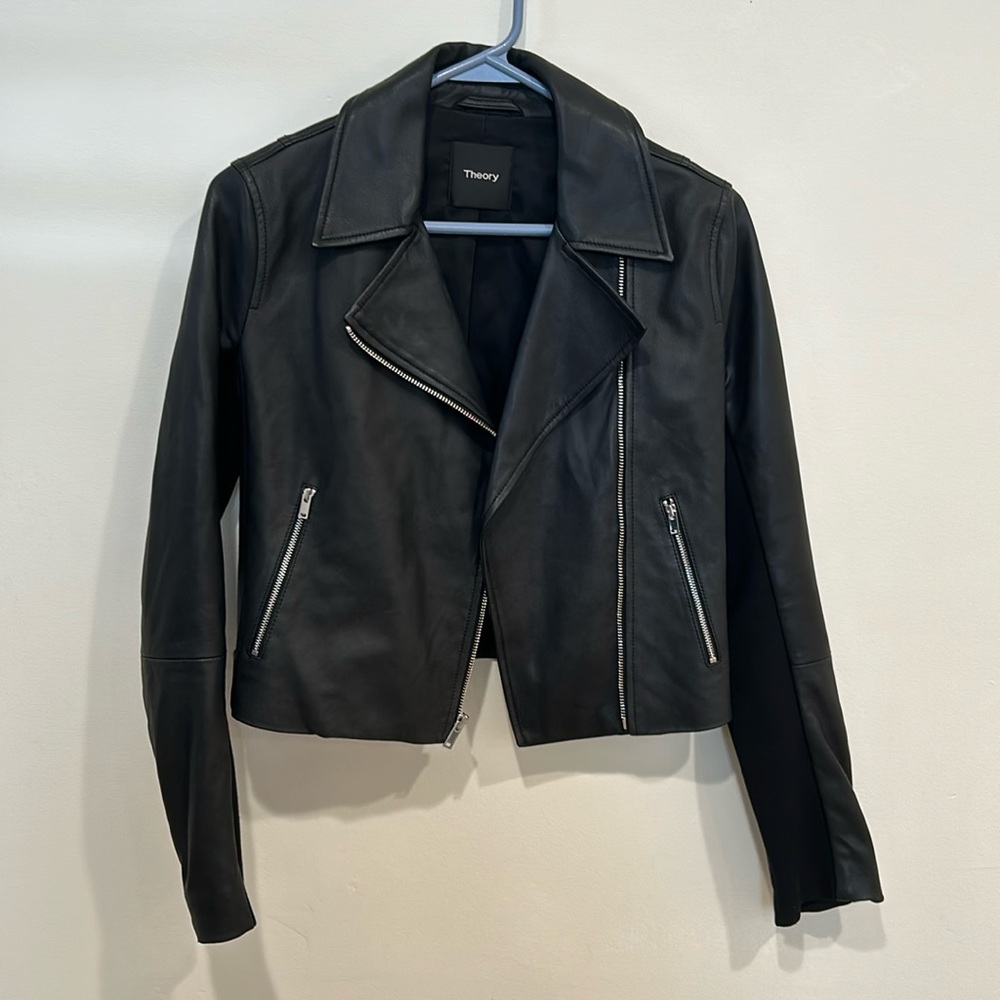 Theory New Moto black leather jacket